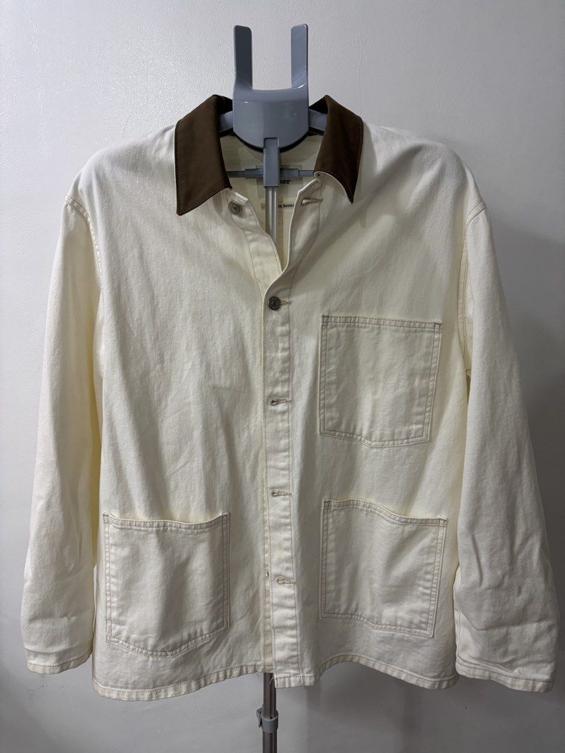 Acker Chore Jacket, CREAM (Category: Coats, Jackets and Outerwear) located in Quezon City. Submitted by clutter_busters (Listing ID 1463446241, Image 1). Description: Acker Chore Jacket, CREAM - Made from Korea - Pit to pit: 22.5 inches - Length: 30 inches - RFS, Decluttering - shipping Lalamove/J&T.