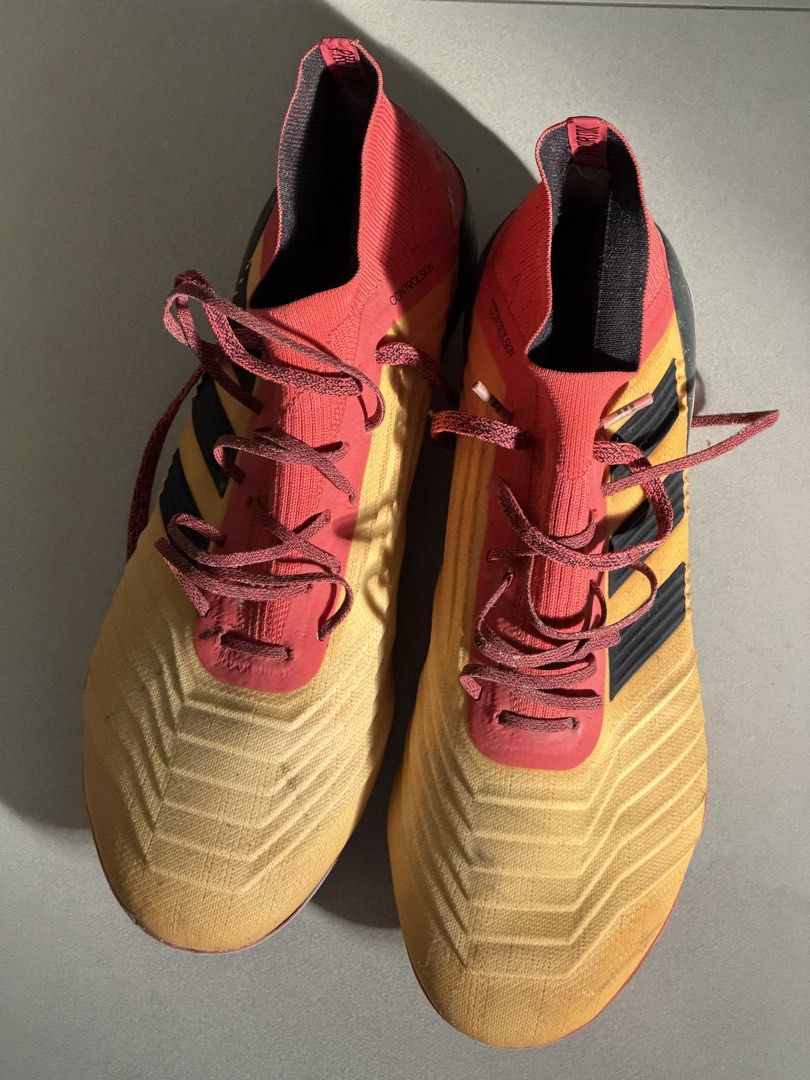 Adidas Predator Soccer Cleats Yellow Red (Category: Sneakers) located in Taguig. Submitted by anxmz (Listing ID 1463407520, Image 3). Description: - Adidas Predator soccer cleats - Striking yellow and red colorway - Secure lace-up closure - Comfortable sock-like collar for a snug fit - Ideal for playing on the field - Ready for your next game!.