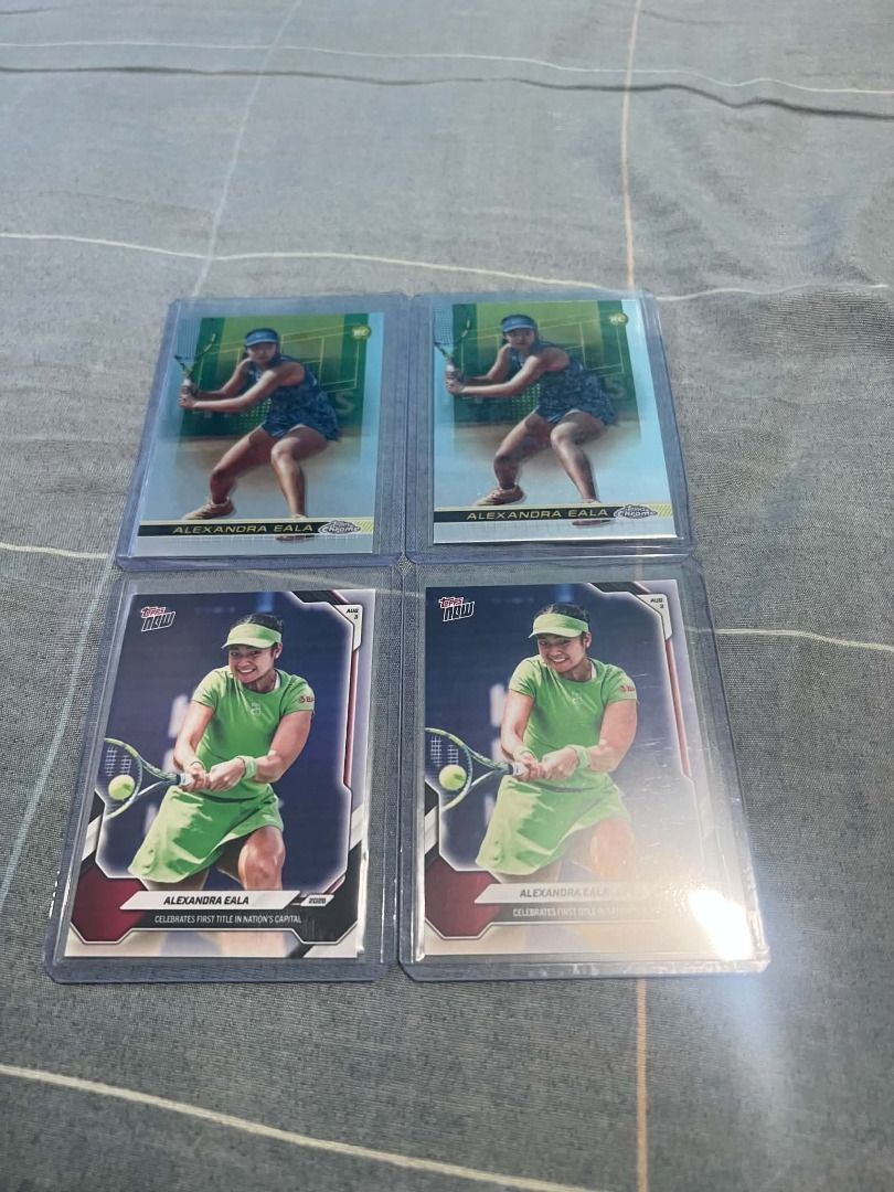 Alex Eala card (Category: Raw Singles) located in Muntinlupa City. Submitted by lilkeijii20 (Listing ID 1463387251, Image 1). Description: Alex Eala Rc card with top loader (2pcs) Alex Eala Topps Now with top loader (2pcs) 5k set! no issues Alabang loc Can do grab or lalamove at buyer's expense Mode of payment are Gcash or BDO .