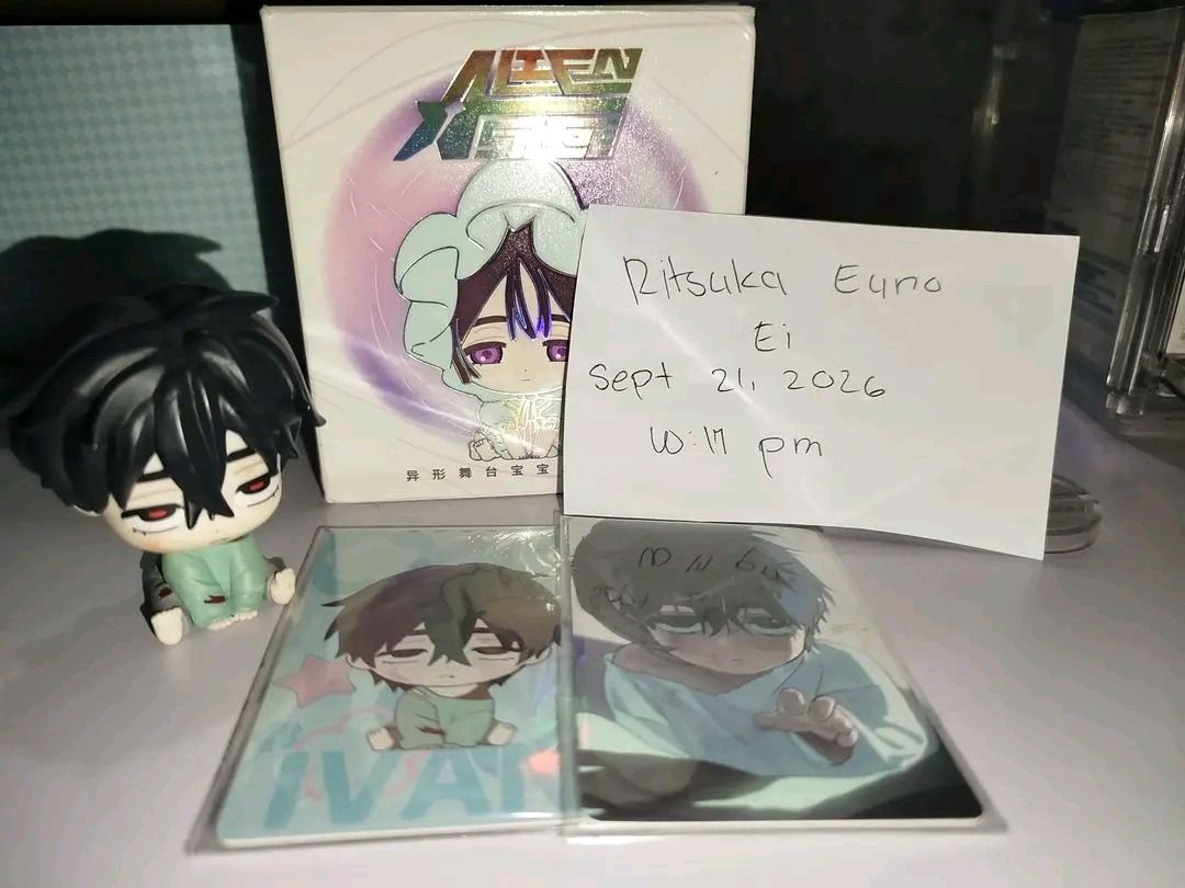 Alienstage baby Ivan figure (Category: Designer & Blind Box Toys) located in Manila. Submitted by monika_ritsuka (Listing ID 1463329217, Image 1). Description: Selling an Alien Nine chibi figure. Also includes two trading cards featuring characters from the series. The box for the figure is also included. Great for collectors of anime merchandise..