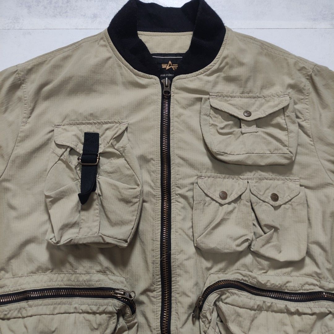Alpha Industries Bomber Jacket (Category: Coats, Jackets and Outerwear) located in Bulacan. Submitted by thriftlockerph (Listing ID 1463370575, Image 2). Description: Size: M Dimension: 23L 21.5W Condition: 8/10 Issue: stains, scratch, lints.