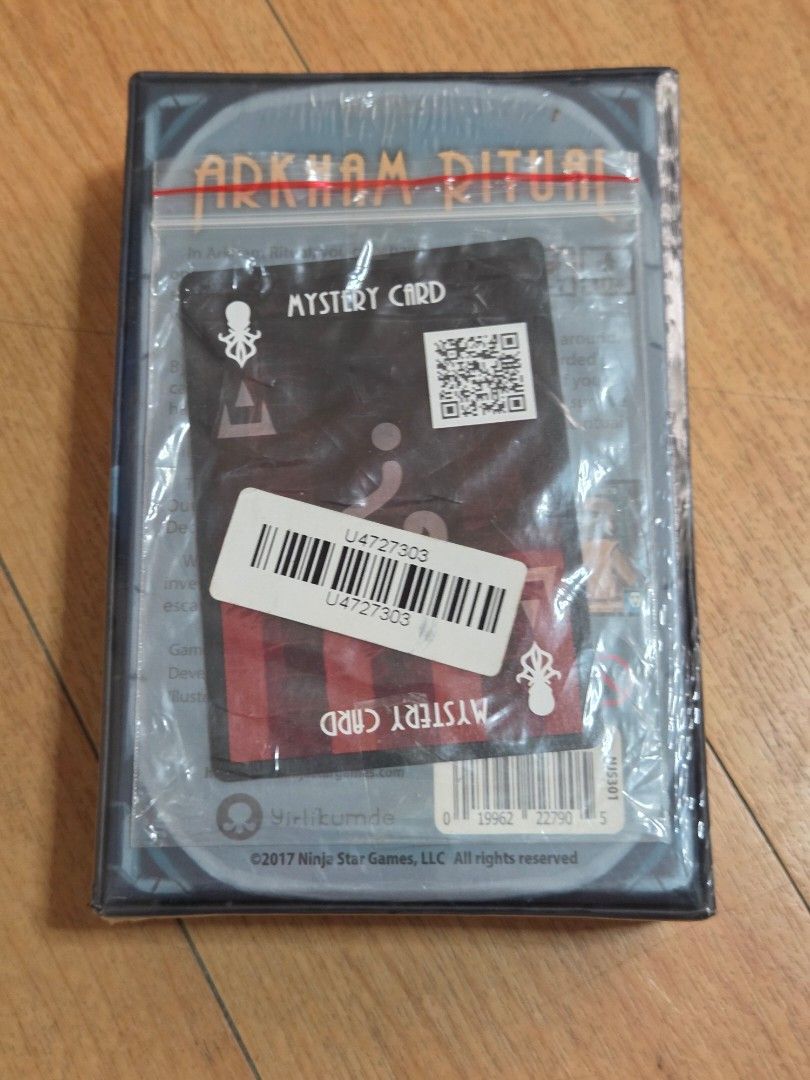 Arkham Ritual Board Game / Card Game (Category: Board Games & Puzzles) located in Mandaluyong City. Submitted by 13amethyst (Listing ID 1463406612, Image 2). Description: - good for 3 to 7 players - 20mins play time Game Play Overview: In Arkham Ritual, you don’t see the card you are holding. Instead, you see the cards other players are holding. You must guess the card you are holding by looking at other players’ cards and the cards that have alr