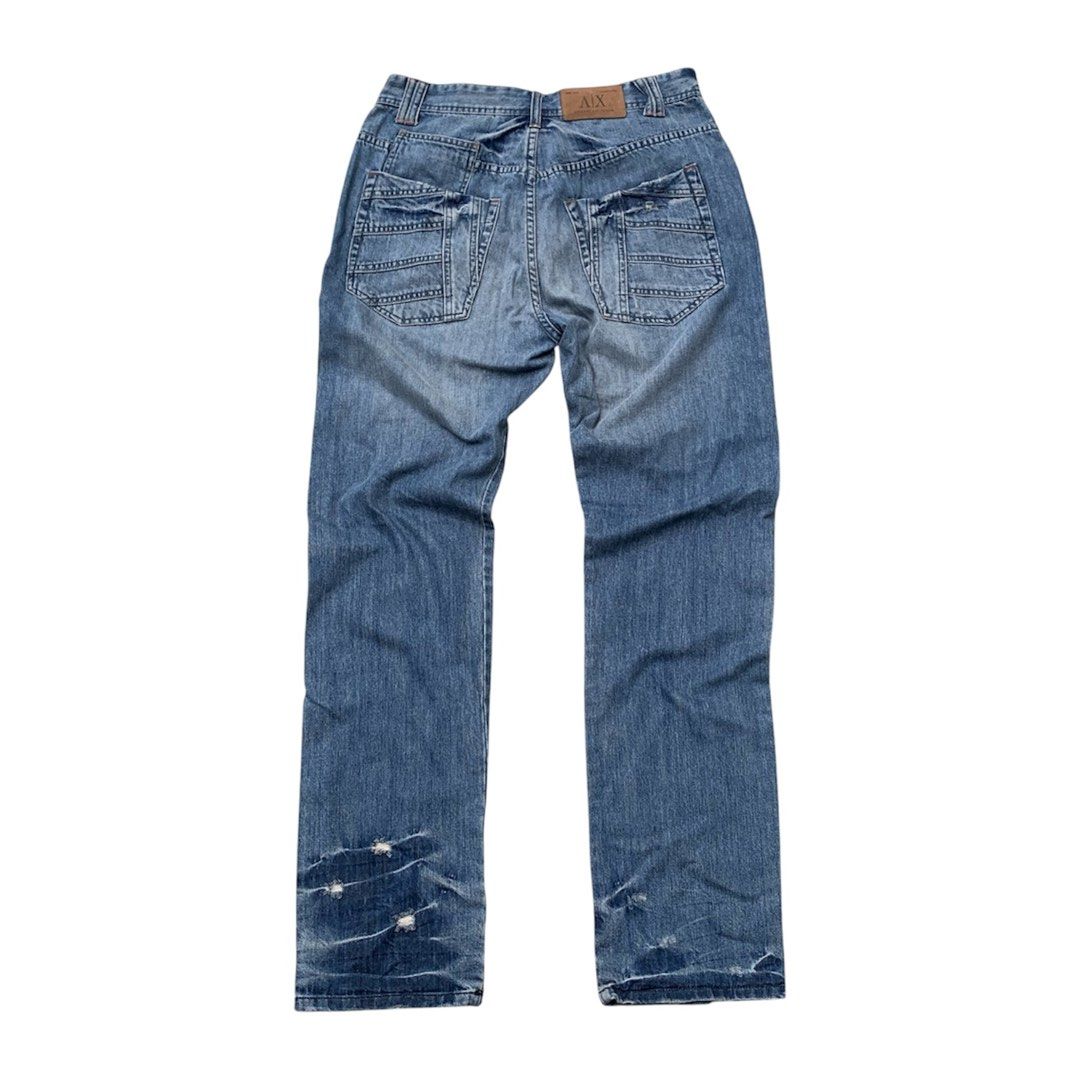Armani Exchange, Medium Washed Distressed Denim Jeans (Category: Jeans) located in Manila. Submitted by s0leilrouge (Listing ID 1463385577, Image 2). Description: W 30 on tag L 34 LO 10 No issues ₱1000 + SF.