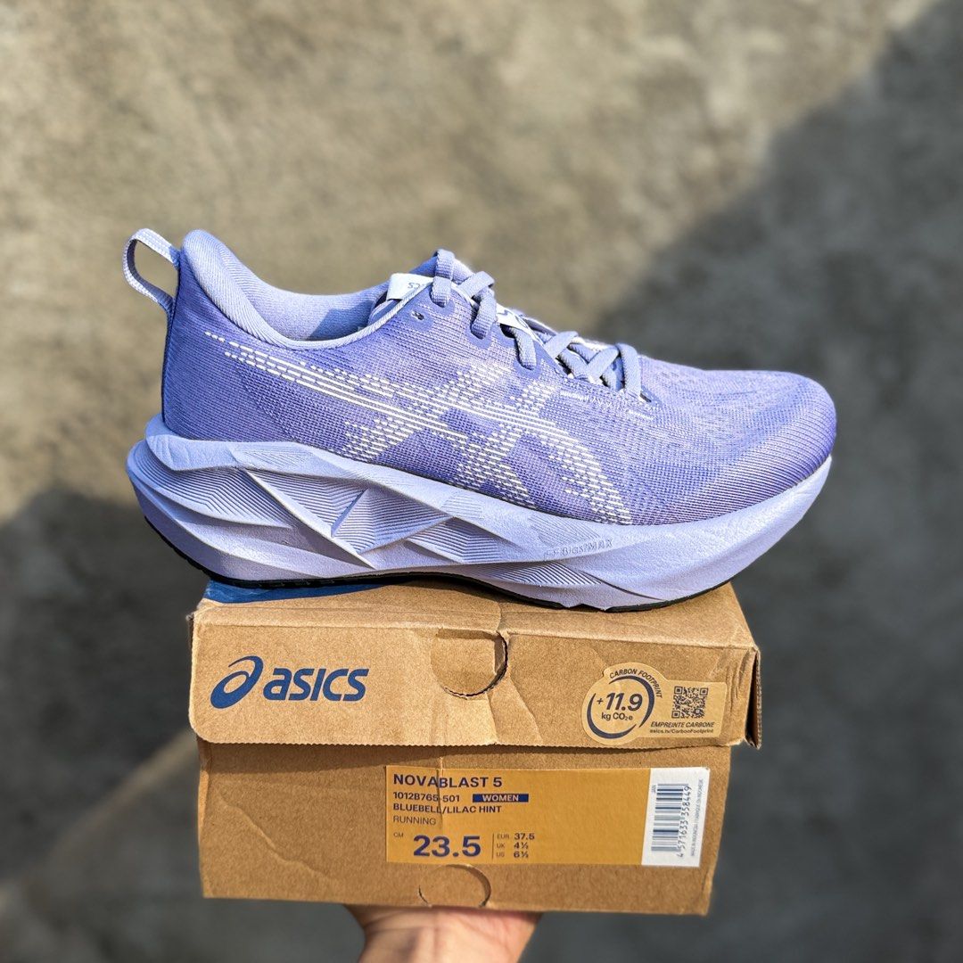 ASICS Novablast 5 Lilac (Category: Sneakers) located in Liloan. Submitted by ajsneaks (Listing ID 1463498933, Image 1). Description: ASICS Novablast 5 Lilac Available size: 6.5 WOMENS Price: ₱5,790 + SHIPPING FEE! ✅ (WAY BELOW MALL PRICE) ❌ 100% Original | Brand new with box! 💯 (10X MONEY BACK IF PROVEN FAKE) MOP: GCASH | BDO | BPI ✅ Vouches? Reference? Check us all you want Only here at AJSneaks!.