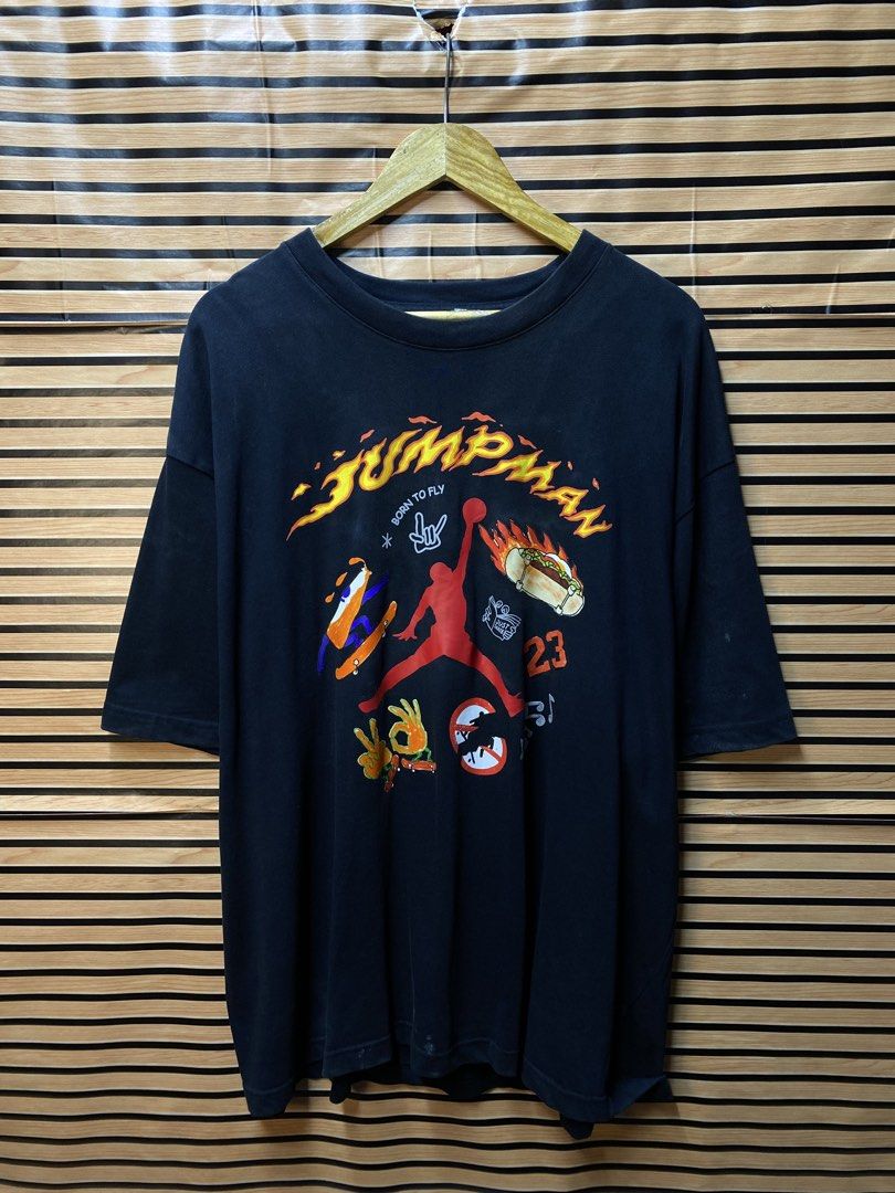 AUTHENTIC JORDAN JUMPMAN “GRAPHIC TEE” (Category: Tshirts & Polo Shirts ) located in Makati City. Submitted by drip.poww (Listing ID 1462945572, Image 1). Description: - Authentic Jordan - Color: Black - Size: XXL - Dimes: 26x30 - Authentic - Excellent condition - Need wash, fresh from bale - Material: 100% Cotton Please don’t expect too much—these are thrifted (ukay) items. 😊 !!STILL NEGOTIABLE!!.