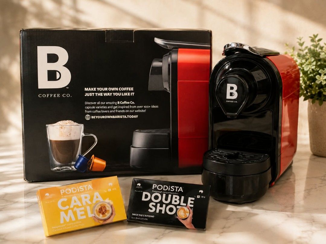 B Coffee Co. The Capsule Coffee Machine - Red (Category: Coffee Machines & Makers) located in Manila. Submitted by zie_0105 (Listing ID 1463433900, Image 2). Description: ☕ FOR SALE — B COFFEE CO. CAPSULE COFFEE MACHINE ❤️ B Coffee Co. Freshman Capsule Coffee Machine — ₱2,700 Decluttering sale! 📦✨ Slightly used lang and still working properly. Hindi na nalinis recently kaya please expect na may need linisin before use. Selling dahil nagde-declut