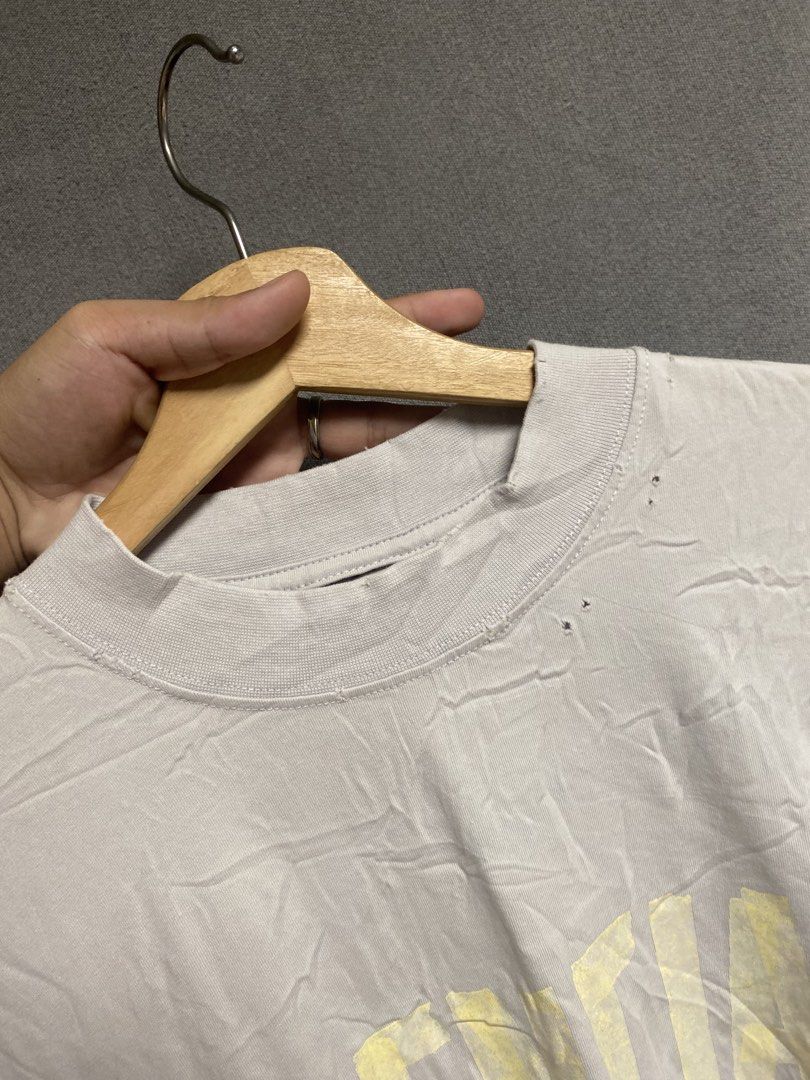 Balenciga Distressed Shirt (Category: Tshirts & Polo Shirts ) located in Cabuyao City. Submitted by ukaythriftshirt (Listing ID 1463397084, Image 3). Description: Balenciaga Distressed Shirt Excellent Condition Xlarge 23 Dimes 31.5 Color rate 9/10 Cut tags No hard issue need hard wash only - 450.