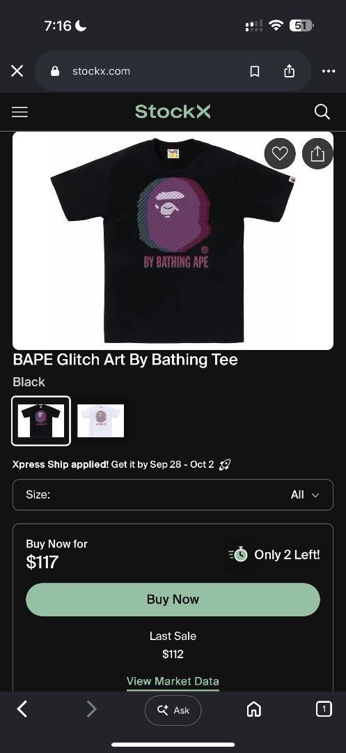 BAPE Glitch Art By Bathing Tee Black (Category: Tshirts & Polo Shirts ) located in Quezon City. Submitted by itskukay (Listing ID 1463473004, Image 1). Description: Size on tag: Large With Ziplock Can show receipt for authenticity Bought in Tokyo Location: QC .