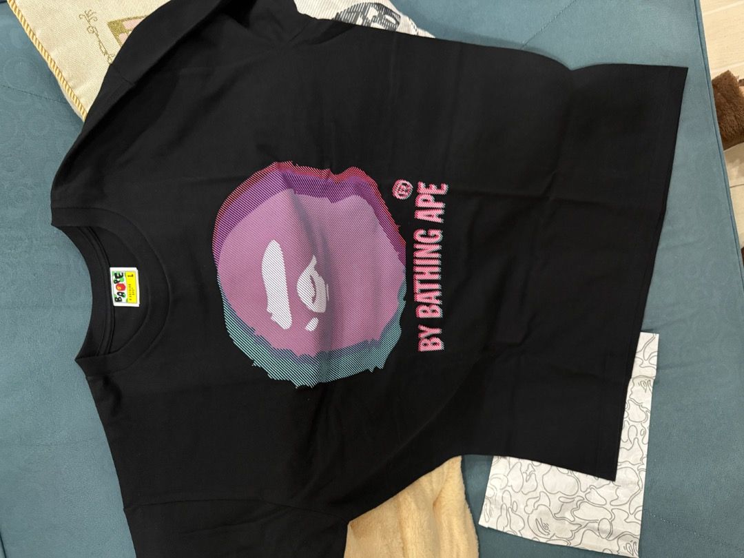 BAPE Glitch Art By Bathing Tee Black (Category: Tshirts & Polo Shirts ) located in Quezon City. Submitted by itskukay (Listing ID 1463473004, Image 2). Description: Size on tag: Large With Ziplock Can show receipt for authenticity Bought in Tokyo Location: QC .
