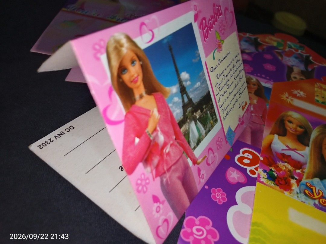 Barbie Vintage Foldable Invitation Card (Category: Vintage Collectibles) located in Davao. Submitted by banana.pancake (Listing ID 1463508186, Image 3). Description: Take all for 100 only shipping thru J&T door to door.