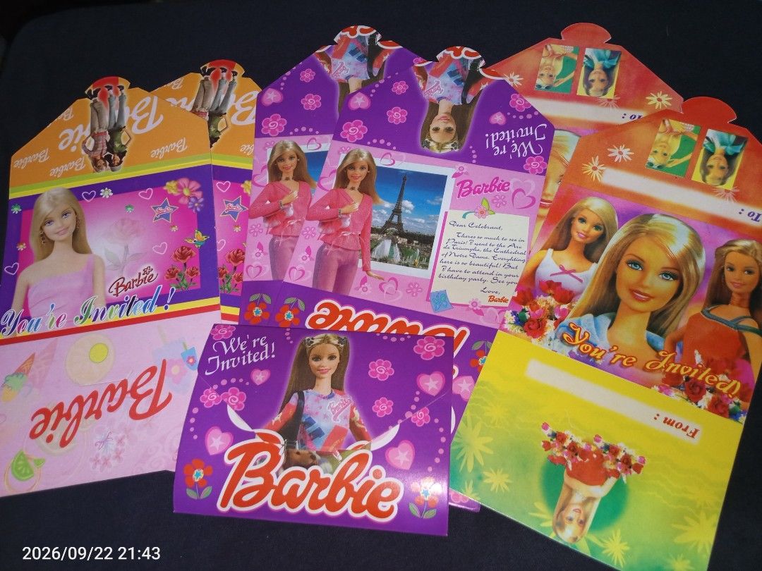 Barbie Vintage Foldable Invitation Card (Category: Vintage Collectibles) located in Davao. Submitted by banana.pancake (Listing ID 1463508186, Image 1). Description: Take all for 100 only shipping thru J&T door to door.
