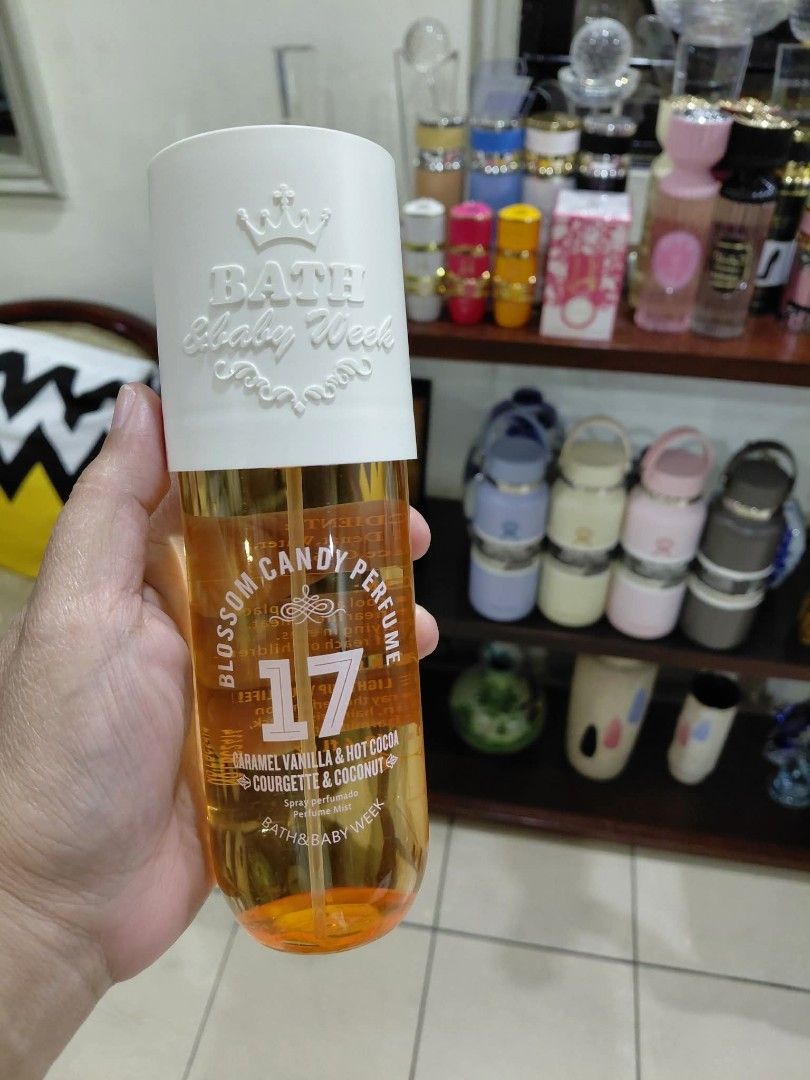 Bath & Body Works 17 Blossom Candy Perfume Mist (Category: Fragrance & Deodorants) located in Pasig City. Submitted by janalopez904 (Listing ID 1462301316, Image 3). Description: - Bath & Body Works 17 Blossom Candy Perfume Mist - Full size bottle - Scent: Caramel Vanilla & Hot Cocoa Courgette & Coconut - Perfect for a sweet, warm fragrance.