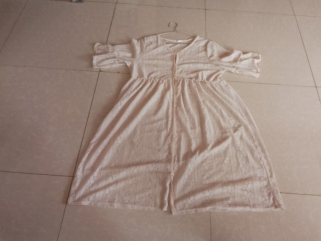 Beige eyelet long Dress (Category: Dresses) located in Davao. Submitted by declutter-ecothings (Listing ID 1463372440, Image 1). Description: In good condition. Size medium to semi large. Length long height until toes..