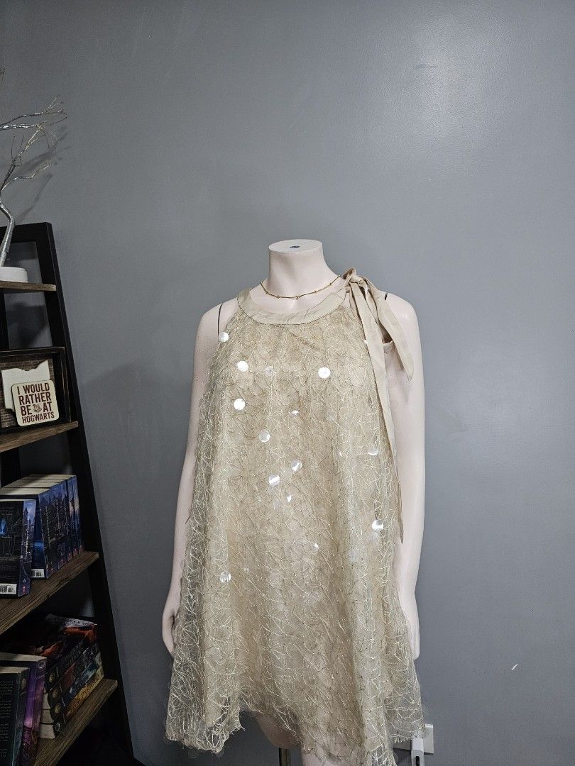 Beige Lace Cape with Sequins (Category: Coats, Jackets and Outerwear) located in Antipolo. Submitted by ancheska_ (Listing ID 1463552559, Image 2). Description: can fit up to large no issue 📍upper antipolo .