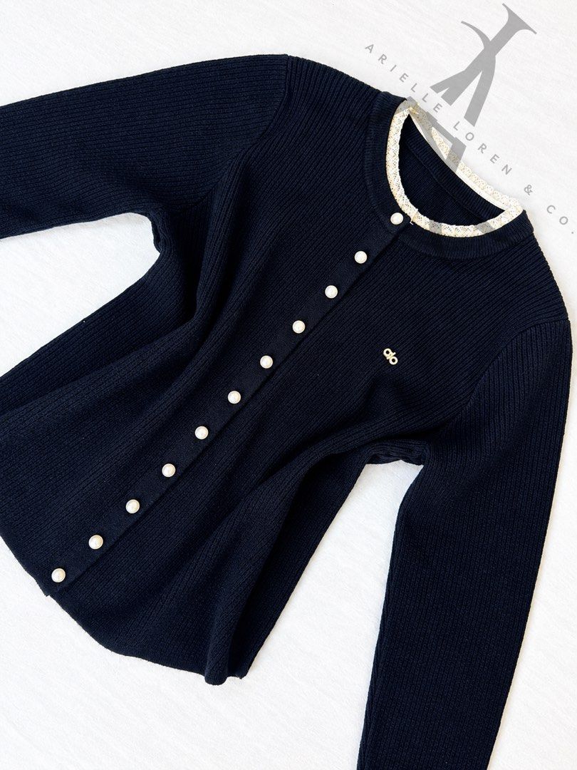 BLACK - ROUND NECK KNITTED CARDIGAN (Category: Coats, Jackets and Outerwear) located in Manila. Submitted by ariellelorenco (Listing ID 1463349392, Image 1). Description: 👉🏻Knitted cardigan 👉🏻Stretchable fabric 👉🏻Smooth and soft fabric (non itchy) 👉🏻Can fit up to XL (or more than) 👉🏻Pearl-like buttons (all working buttons) 👉🏻Round neckline with lace details 👉🏻22 in length 👉🏻Bust size up to 40 in max 👉🏻With stitched in metal logo
