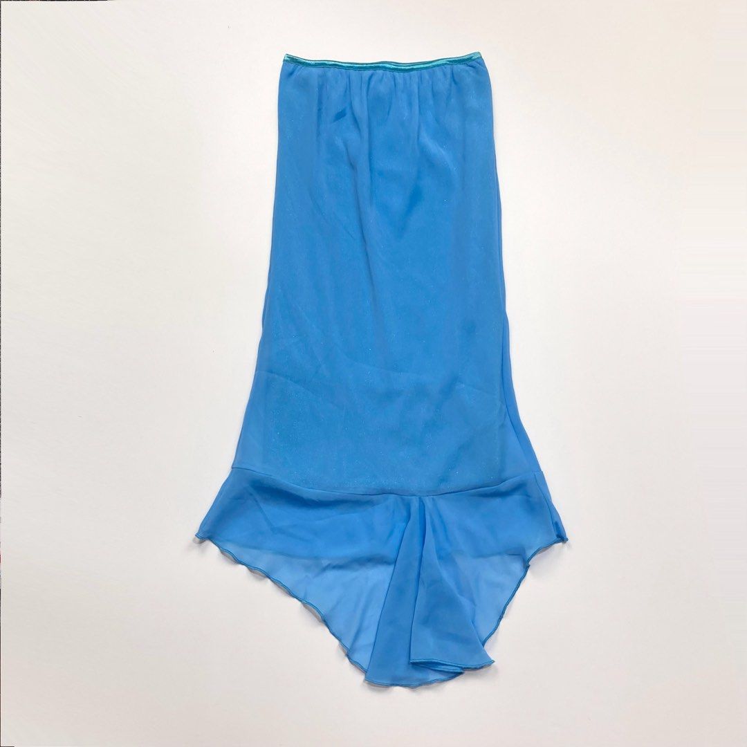 Blue asymmetrical sparkly midi skirt // y2k whimsy (Category: Skirts) located in Dagupan City. Submitted by maxi.vint (Listing ID 1463469929, Image 1). Description: Size 30" Length: 25".