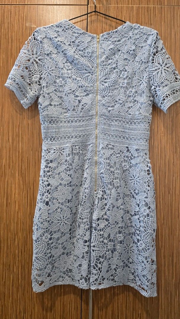 Blue Lace Dress (Category: Dresses) located in Cebu City. Submitted by kitty_12345_ (Listing ID 1463385420, Image 2). Description: Used a few times. Like new, pwede syang brandnew since parang di nagamit - Light blue lace dress by She + Sky - Size: S - Zipper closure at the back - Intricate lace pattern - Ideal for events or a night out MOP: gcash, mari, maya, gotyme MOD: Lbc Meetup: Parkmall.