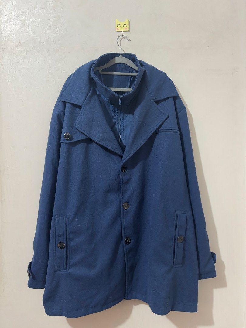 Blue Trench Coat Men 4XL (Category: Coats, Jackets and Outerwear) located in Balanga. Submitted by winterlab_ph (Listing ID 1463445546, Image 1). Description: Code: A630 Width: 30 Length: 33.5 Shoulders: 23 Sleeves: 26.5 : needs wash.