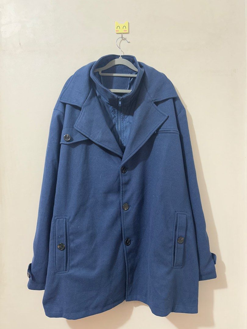 Blue Trench Coat Men 4XL (Category: Coats, Jackets and Outerwear) located in Balanga. Submitted by winterlab_ph (Listing ID 1463445546, Image 3). Description: Code: A630 Width: 30 Length: 33.5 Shoulders: 23 Sleeves: 26.5 : needs wash.
