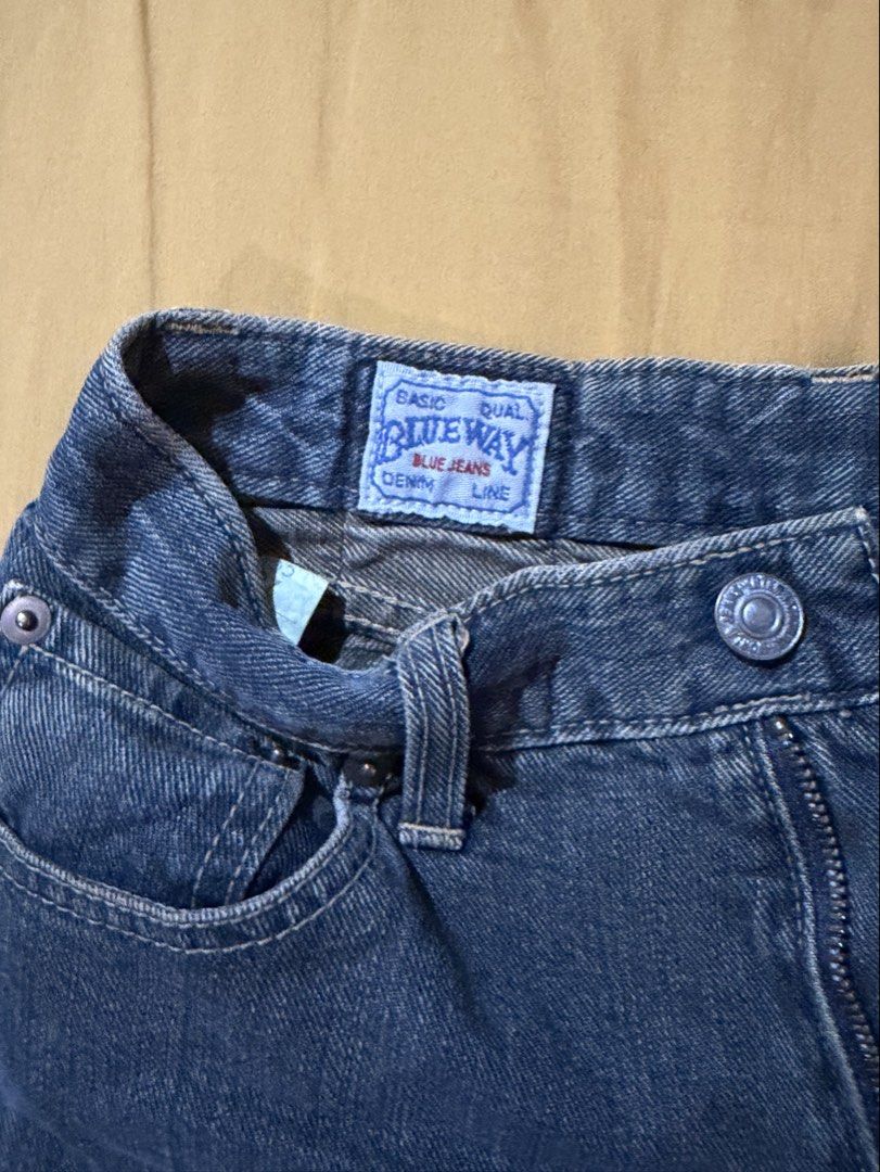 Blueway Basic Denim Jeans (Category: Jeans) located in Mandaluyong City. Submitted by xela.tings (Listing ID 1463456651, Image 2). Description: Classic blue denim jeans Highwaisted straight-leg Soft denim fabric For the tall girlies .