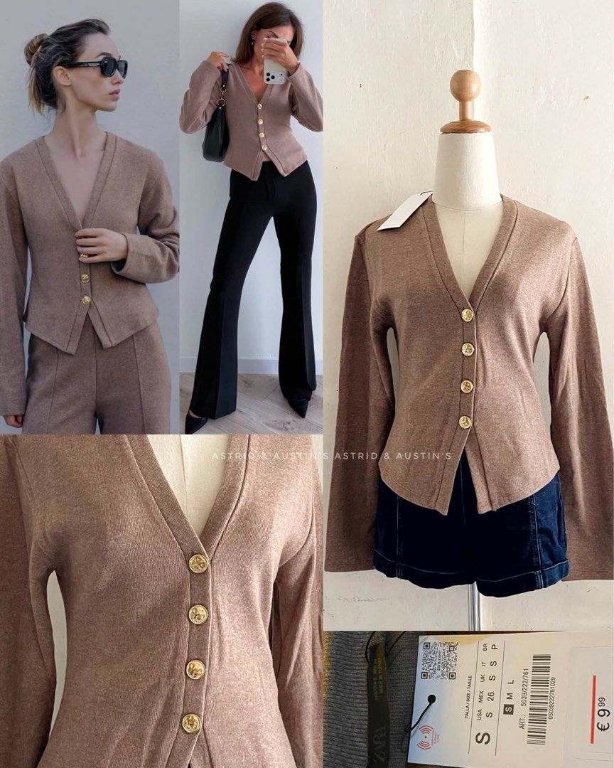 BNWT ZARA button cardigan (Category: Longsleeves) located in Dasmarinas. Submitted by allisongrey1323 (Listing ID 1463552943, Image 1). Description: BNWT ZARA button cardigan Small on tag price: 1,100.
