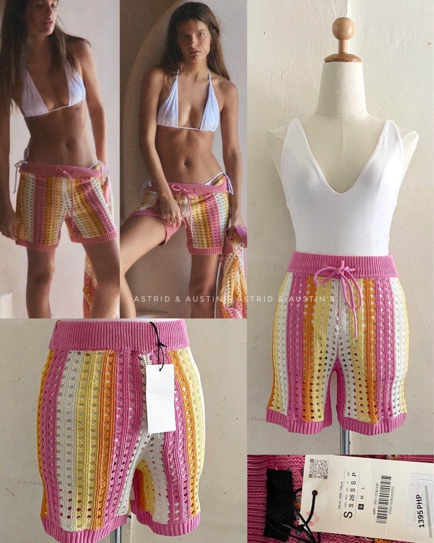 BNWT ZARA crochet knit shorts (Category: Shorts) located in Dasmarinas. Submitted by allisongrey1323 (Listing ID 1463551887, Image 1). Description: BNWT ZARA crochet shorts Small on tag waist: 27-34 length: 15.5 orig price: 1,395 price: 850.