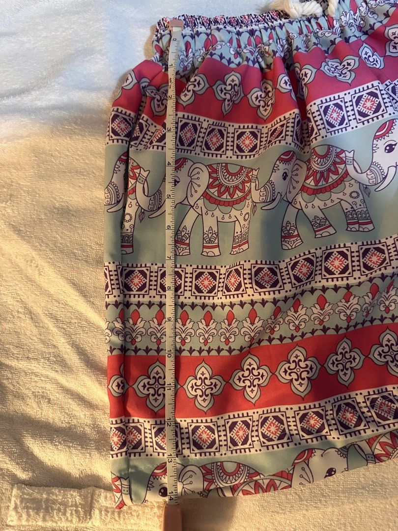 Boho Elephant Print Shorts with Elastic Waistband (Category: Shorts) located in Makati City. Submitted by msjlarsen (Listing ID 1463494586, Image 3). Description: - from Thailand elephant and floral UNISEX short - Pretty light blue and pink colors - Comfortable elastic waistband - Brand new with tags still attached.