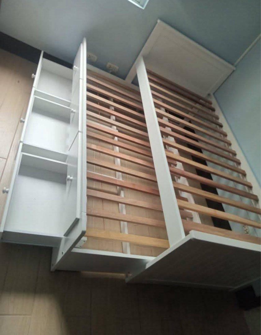 Brand New Bed Frame Single size With pull out and drawers (Category: Bed Frames & Mattresses) located in Caloocan City. Submitted by mainnnnstore (Listing ID 1463389727, Image 2). Description: 100% LEGIT. BRAND NEW AND EXCELLENT CONDITION We protect your transaction. We provide the original receipt Warranty INCLUDED We provide a return policy. If you are not satisfied with your product, 100% money back guarantee FB PAGE: Rakelina Store.
