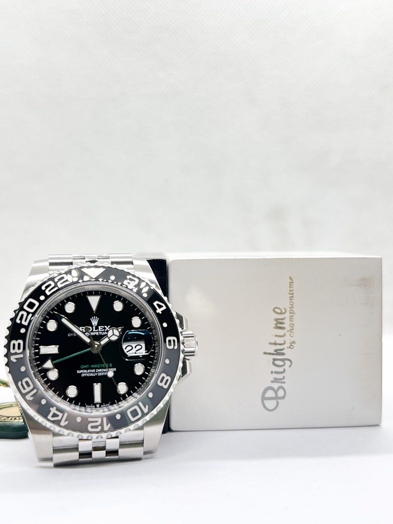Brand New Rolex Oyster Gmt Master II 126710GRNR “Bruce Wayne” Black Dial Automatic Steel Casing Bracelet ( Sept 26 ) (Category: Watches) located in Singapore. Submitted by brightime (Listing ID 1463458314, Image 3). Description: Brand New Rolex Oyster Gmt Master II 126710GRNR “Bruce Wayne” Black Dial Automatic Steel Casing Bracelet ( Sept 26 ) ** Brand New ** ** Stickers Removed By AD ** Model : 126710GRNR Also known as : Oyster Gmt Master II “Br