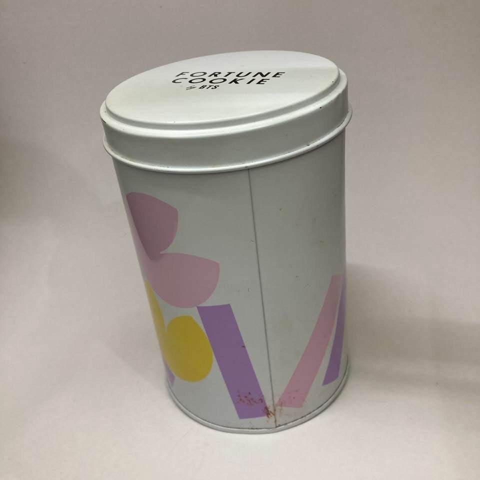 BTS Tin Can - Fortune Cookie by BTS (Category: K-Wave Merchandise) located in Quezon City. Submitted by lee.selection (Listing ID 1463372411, Image 2). Description: BTS Tin Can - Fortune Cookie by BTS Wysiwyg Dents and stains, as is 65php.