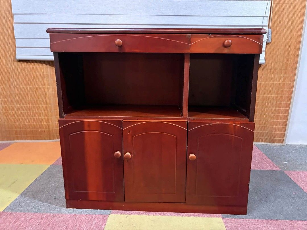 Buffet Storage Cabinet (Category: Shelves, Cabinets & Racks) located in Meycauayan. Submitted by marygracecasimiro (Listing ID 1463406300, Image 1). Description: SOLID WOOD Buffet Storage Cabinet Kitchen Side Cabinet with Drawers Price : 7500✅ *SEE VIDEO COMMENT 33L x 13W x 31H inches In good condition 💜 💜.