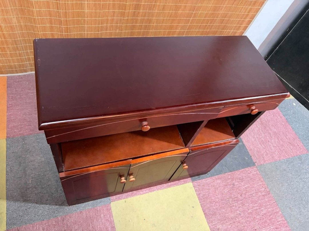 Buffet Storage Cabinet (Category: Shelves, Cabinets & Racks) located in Meycauayan. Submitted by marygracecasimiro (Listing ID 1463406300, Image 3). Description: SOLID WOOD Buffet Storage Cabinet Kitchen Side Cabinet with Drawers Price : 7500✅ *SEE VIDEO COMMENT 33L x 13W x 31H inches In good condition 💜 💜.