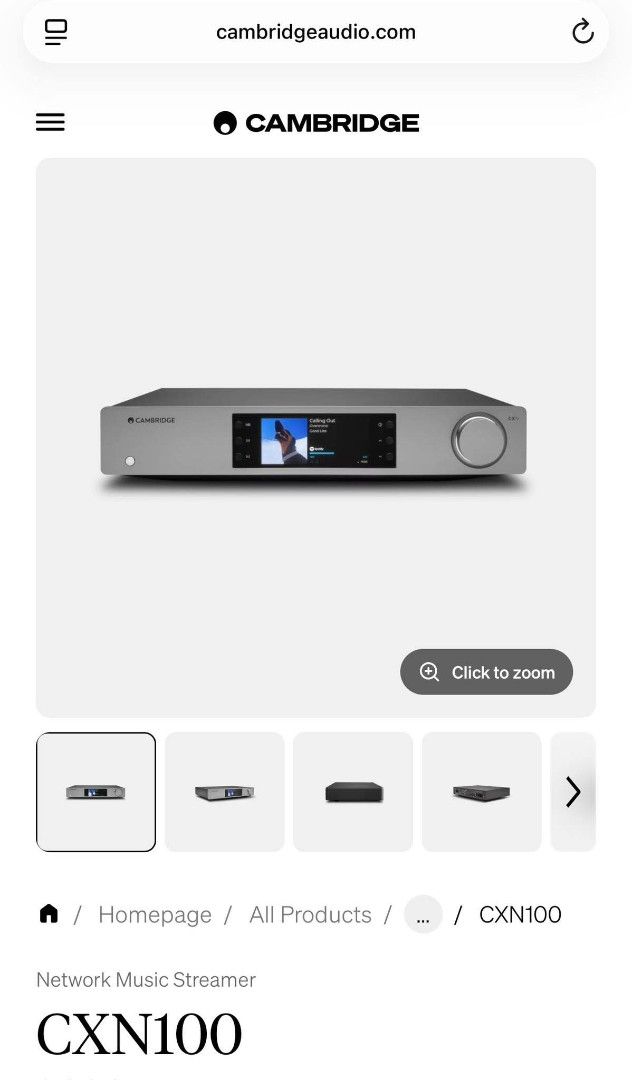 Cambridge Audio CXN100 Network Music Streamer (Category: Soundbars, Speakers & Amplifiers) located in Paranaque City. Submitted by dale_05 (Listing ID 1463421245, Image 1). Description: FOR SALE!!! Cambridge Audio CXN100 Network Audio Streamer (ESS Sabre DAC) Unit OnlyPrice: ₱40,000(Negotiable) Description: Up for sale is a pre-owned Cambridge Audio CXN100 Network Audio Player and Streamer in Lunar Grey. This is the latest generation model featur