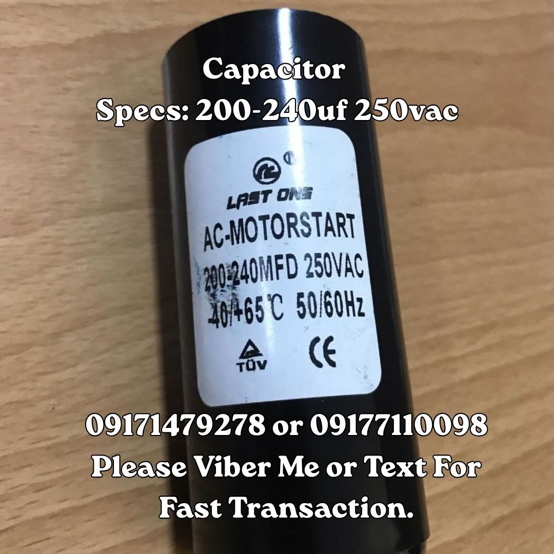 Capacitor Specs: 200-240uf 250vac (Category: Everything Else Others) located in Manila. Submitted by 09171479278_elsie. (Listing ID 1463374133, Image 1). Description: Capacitor Specs: 200-240uf 250vac.