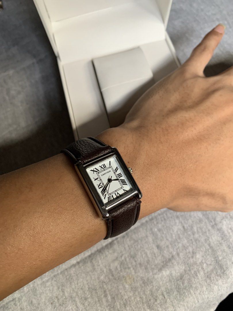 Cartier Roman Leather Strap Blue Crown (Category: Luxury Watches) located in Manila. Submitted by jaivrgr22 (Listing ID 1463398073, Image 2). Description: Excellent Condition All Working / No issue With Hard Box & Paper Bag .