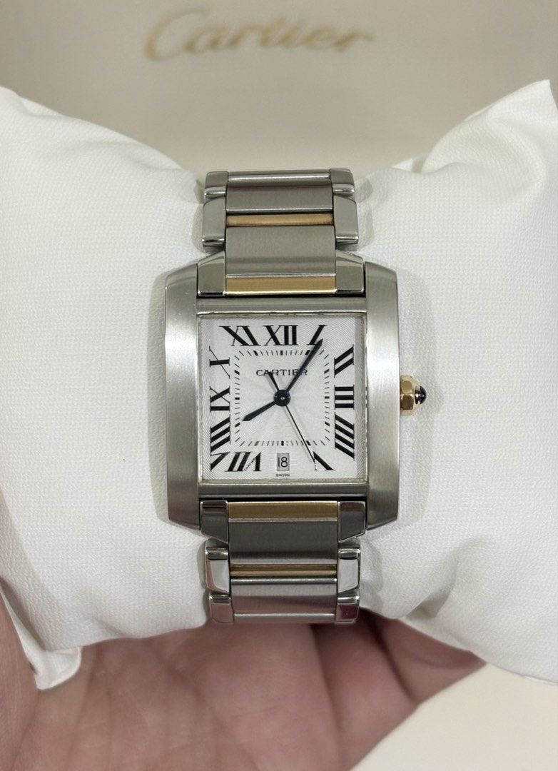 Cartier Tank Française Large - Complete set (Category: Luxury Watches) located in Mandaluyong City. Submitted by brian.1988 (Listing ID 1463415430, Image 1). Description: 2011 Cartier Tank Française Large Two-tone - Complete set - Automatic movement with date function - 9/10 very good condition .