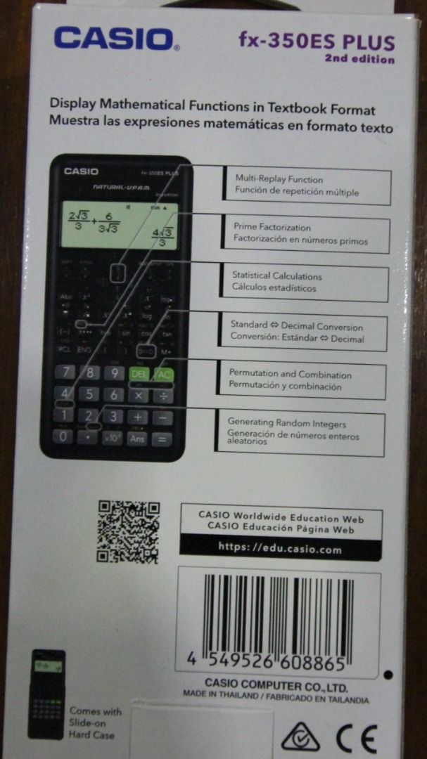 Casio fx-350ES Plus (Category: Stationery & School Supplies) located in Manila. Submitted by chaoticgacha (Listing ID 1463497432, Image 3). Description: [READ DESCRIPTION FIRST BEFORE REQUESTING] - MOD: Grab or J&T (may change depending on location) - MOP: bank transfer - no return, no refund policy - PRC board exam approved - complete with box, warranty and instructions - scratch/dent free - used for only a week since initial purchase - reason f