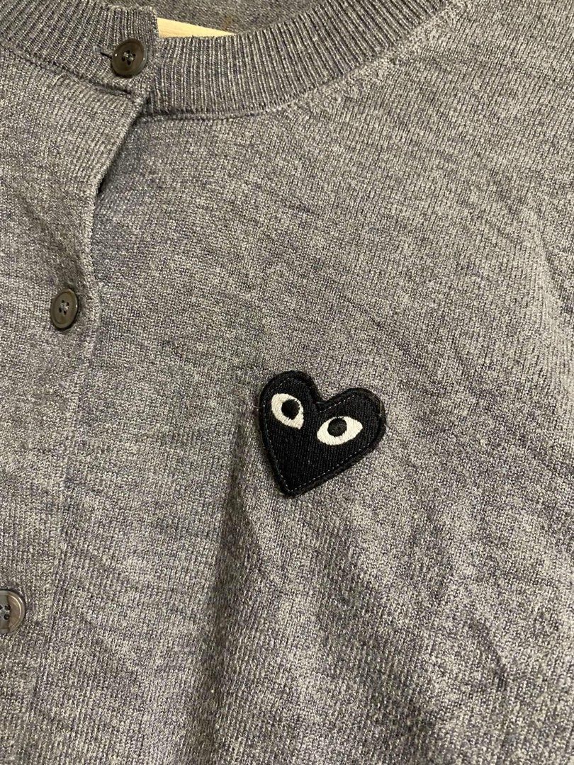 CDG PLAY CARDIGAN (Category: Coats, Jackets and Outerwear) located in Manila. Submitted by haimedeclur (Listing ID 1463395338, Image 2). Description: CDG PLAY CARDIGAN EXCELLENT CONDITION SMALL TO MEDIUM DIMES 16-22 COLOR RATE 9/10 NO HARD ISSUE LINTS ONLY - 450.
