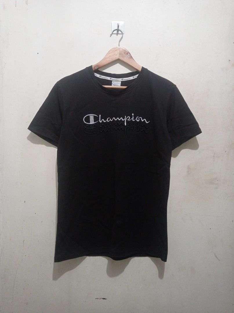 Champion Triple Script (Category: Tshirts & Polo Shirts ) located in Pasig City. Submitted by pureselectionapparel (Listing ID 1463066712, Image 1). Description: Champion Triple Script 🏷️ Size small on tag Dimes: 19width 27length Excellent Condition No issues 300 plus ship Location: Pasig City.