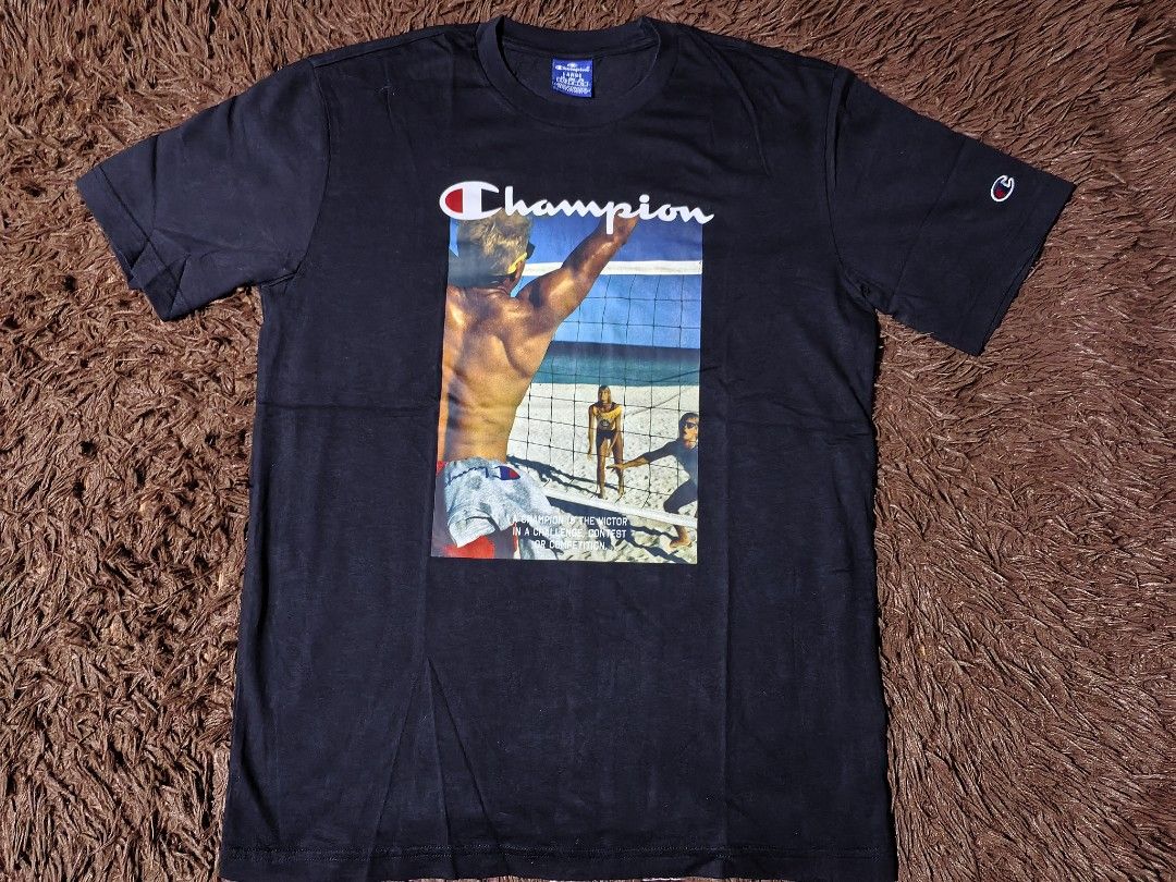 Champion Tshirt (Category: Tshirts & Polo Shirts ) located in San Juan City. Submitted by reddvelasquez4298 (Listing ID 1463342723, Image 1). Description: Champion Tshirt Volleyball Design Size Large on tag 20 Width 27.5 Length As new Condition No issues 950 pesos PM.