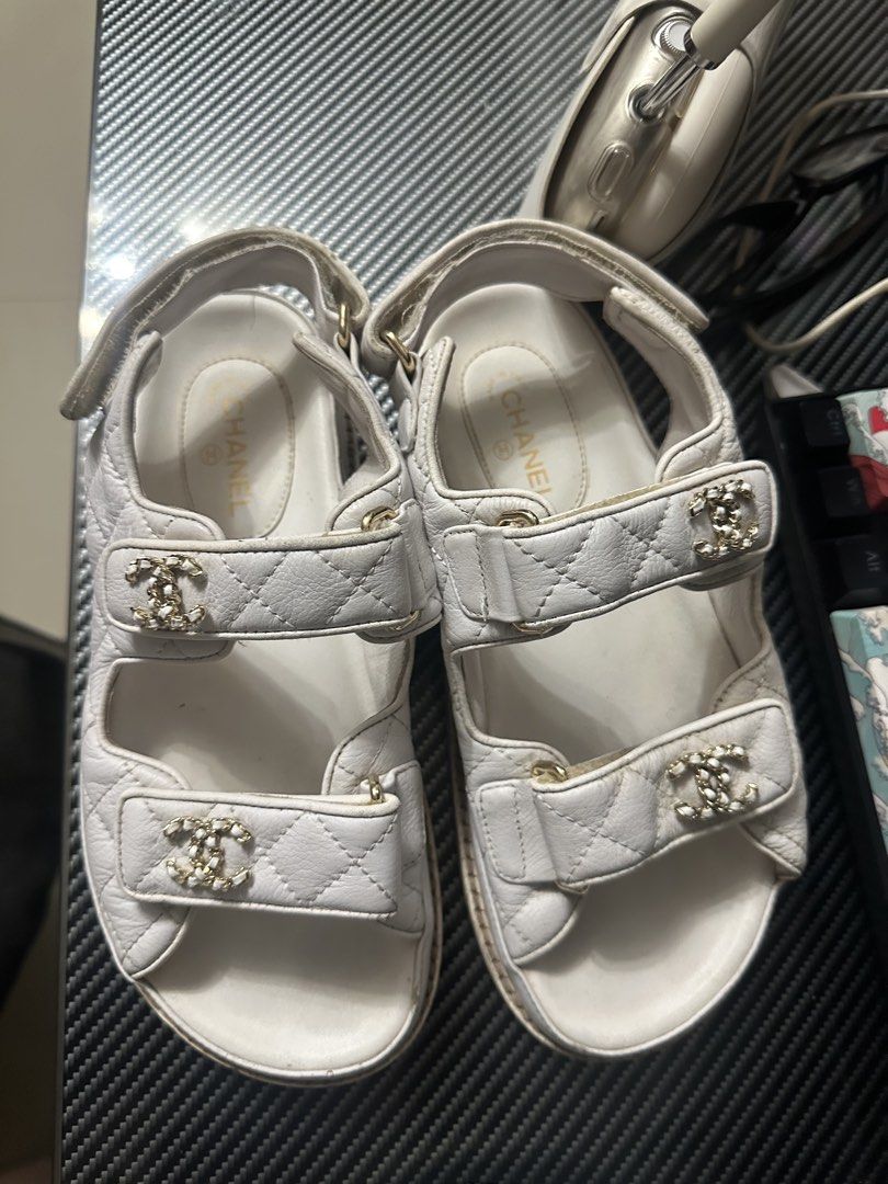 Chanel Dad Velcro Sandals (Category: Sneakers & Footwear) located in Butuan. Submitted by wear.next (Listing ID 1463379797, Image 2). Description: Size 36C (as per tag) would easily fit up to a size 38. Authentic No inclusions Priced-to-sell.