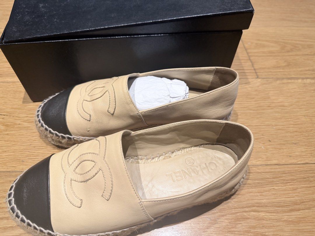 Chanel Espadrilles Beige and Black (Category: Sneakers & Footwear) located in Makati City. Submitted by beehive03 (Listing ID 1463208704, Image 3). Description: With box.