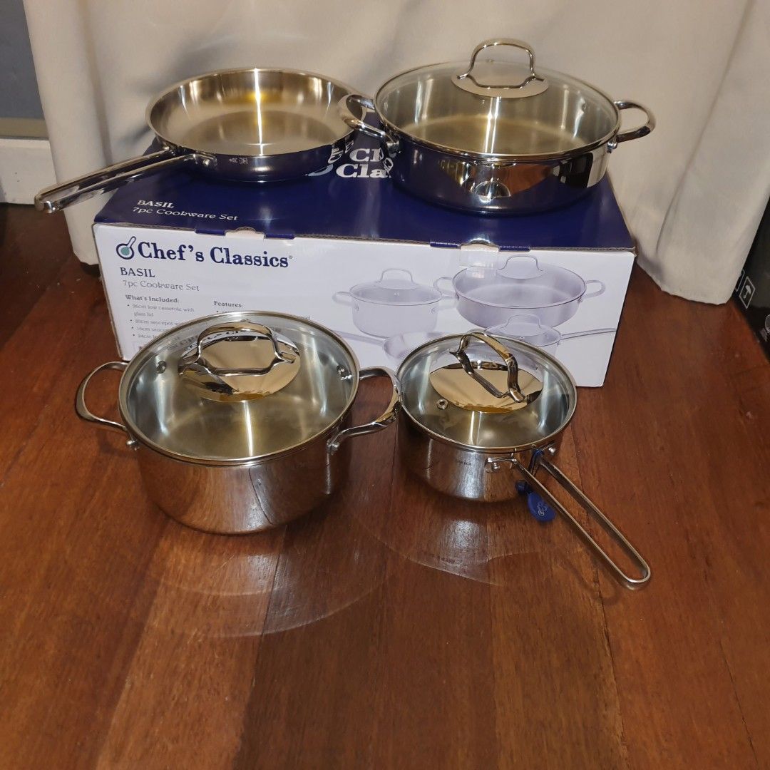 Chef's classics basil cookware set stainless 7pcs (Category: Craft Supplies & Tools) located in Manila. Submitted by bargain-master (Listing ID 1463327252, Image 1). Description: .
