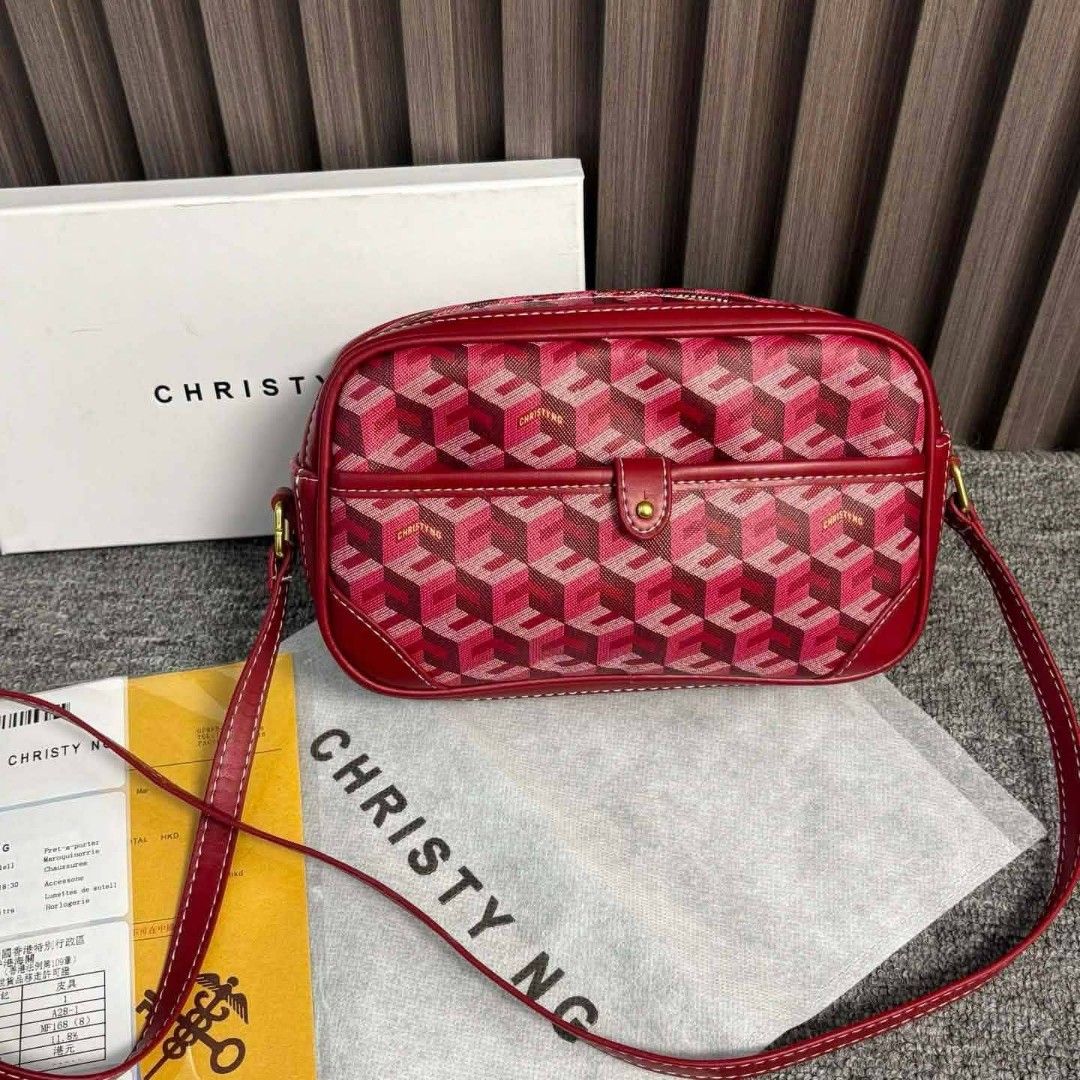 Christy Ng Geometric Pattern Crossbody Bag (Category: Cross-body Bags) located in Manila. Submitted by onlineshopmate (Listing ID 1463357049, Image 2). Description: - Geometric pattern crossbody bag by Christy Ng - Available in multiple colors - Comes with a dust bag and box - Features an adjustable strap for comfortable wear - Ideal for everyday use.