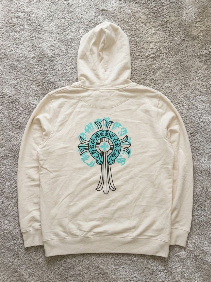 Chrome Hearts Beige Hoodie (Off) (Category: Hoodies) located in Imus. Submitted by angworkinginamo (Listing ID 1462641461, Image 2). Description: Dime: 29L x 24W - Cozy beige hoodie - Features Chrome Hearts cross logo on front and back - Long sleeves - Convenient front pocket - Adjustable hood with drawstrings.