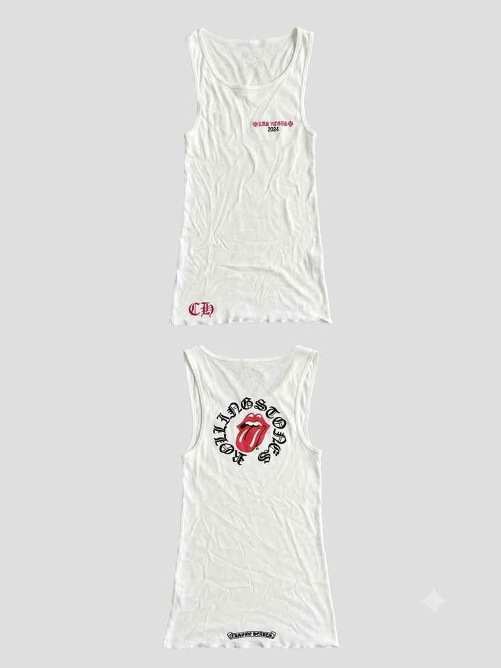 Chrome Hearts x Rolling Stones White Tank Top (Category: Sleeveless) located in Caloocan City. Submitted by silverdragon_aaed38 (Listing ID 1463494621, Image 1). Description: Chrome Hearts Love you Rib Tank Color: White Size: Small to Medium Price 350 +sf.