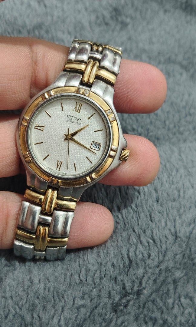Citizen Elegance Dress Watch (Category: Women's Watches) located in Cebu City. Submitted by aceoftime (Listing ID 1463522612, Image 1). Description: In good working condition Analog quartz with date display 2 tone in stainless steel Watch only Our Guarantee: 💯 Authentic All watches are checked by our experienced technician to ensure good functionality Please manage your expectations since these are preloved watches some may show signs of use.( s