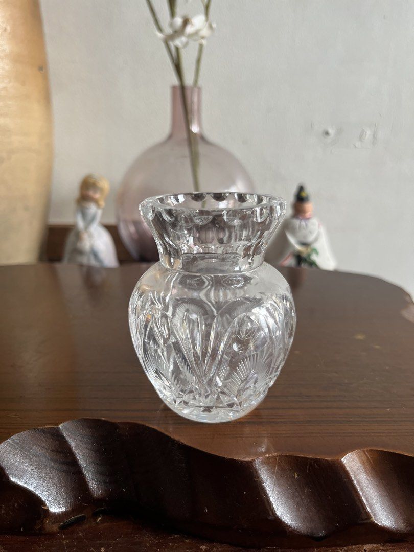 Clear Crystal Cut Glass Bud Vase (Category: Vases & Decorative Bowls) located in Taguig. Submitted by minmin_parker (Listing ID 1463422962, Image 1). Description: - Small clear glass vase - Intricate cut glass detailing - Decorative rim edge - Perfect for single stem or small floral arrangements - Approximately 4 inches tall - Adds a delicate touch to any surface.
