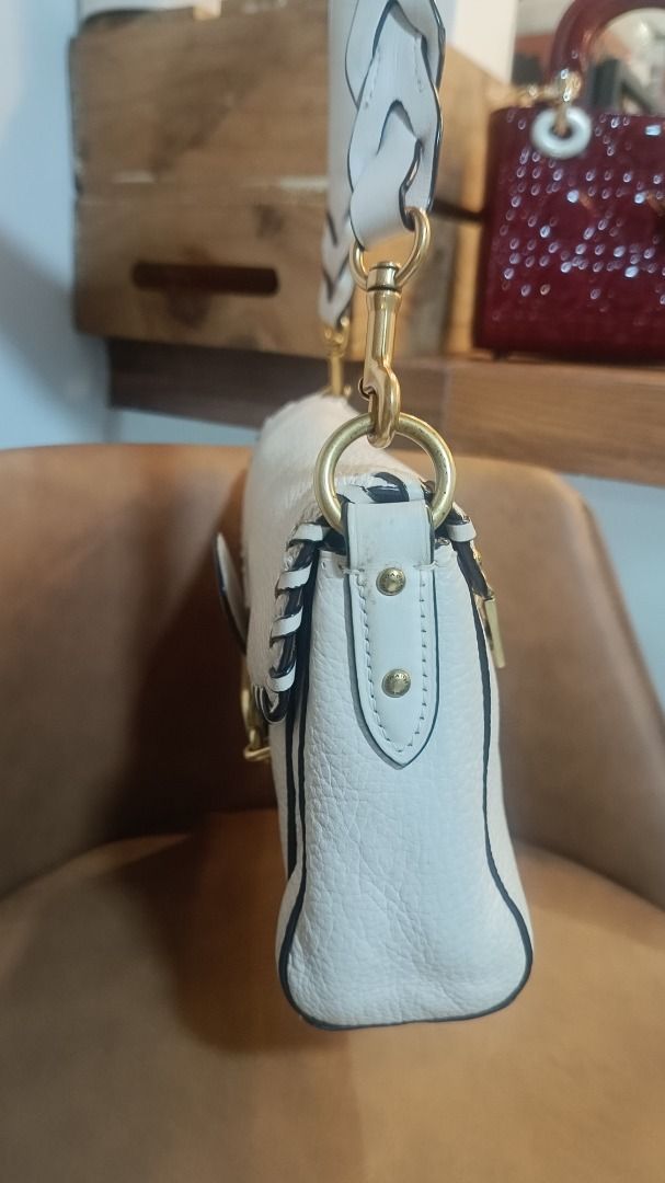 Coach Pebble Leather Shoulder Bag White Brass Hardware, Luxury, Bags ...
