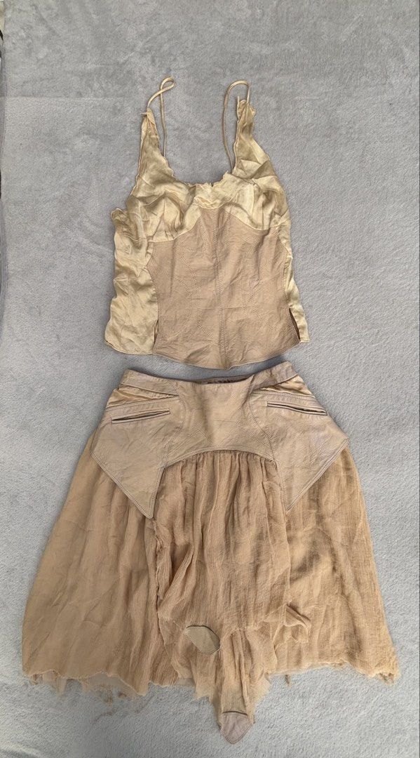 Coccapani Silk Draped Two piece Set (Category: Coats, Jackets and Outerwear) located in Baguio. Submitted by thecollector2600 (Listing ID 1463503666, Image 1). Description: Made in Italy Both size 40 Top: 15” x 20” Skirt: 25” waist , 22” length.